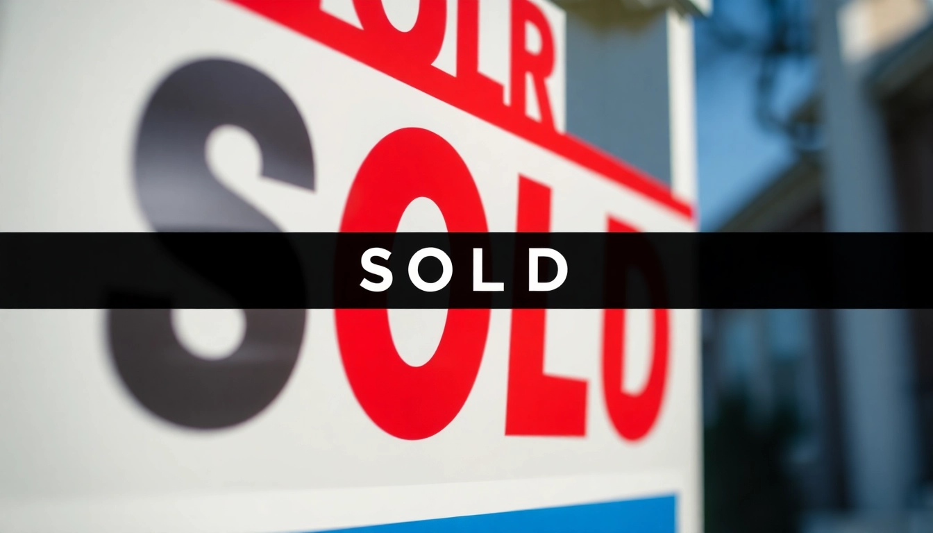 An eye-catching sold sign displaying bold text, perfect for real estate listings, with bright colors and clear visibility for passing clients.