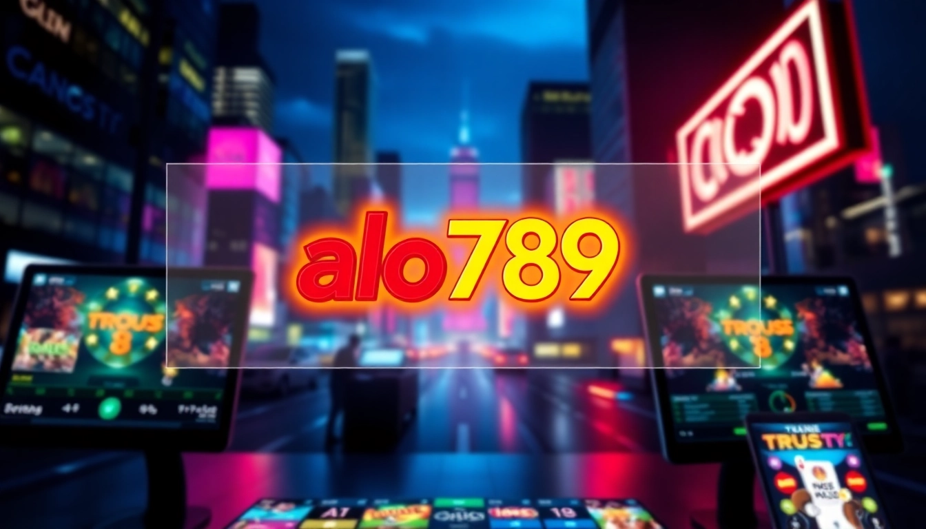 Engaging image highlighting the alo789 betting platform with vibrant neon lights and secure features, inviting users to join trusted gambling services.