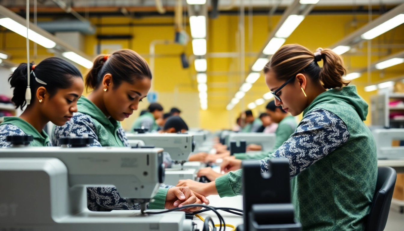 Clothing factory in Sialkot producing high-quality custom sportswear with skilled workers and advanced machinery for optimal craftsmanship.