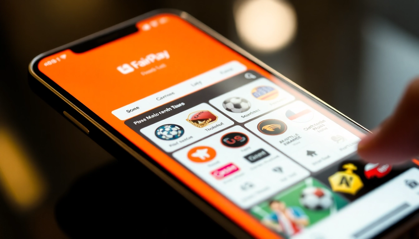 Fairplay app on smartphone showcasing live sports betting and casino features for easy access and engagement.