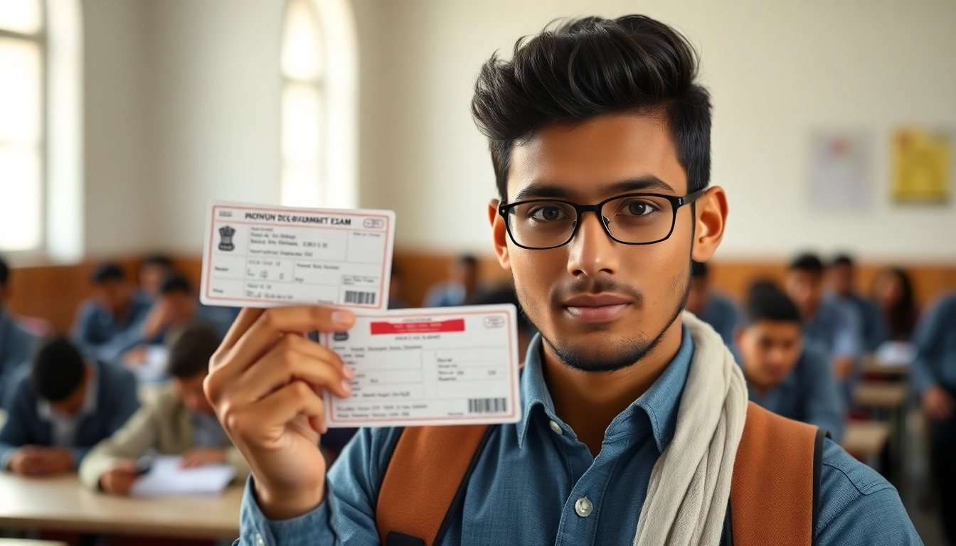 Admit Card download process for government exam candidates showing a student holding admit card