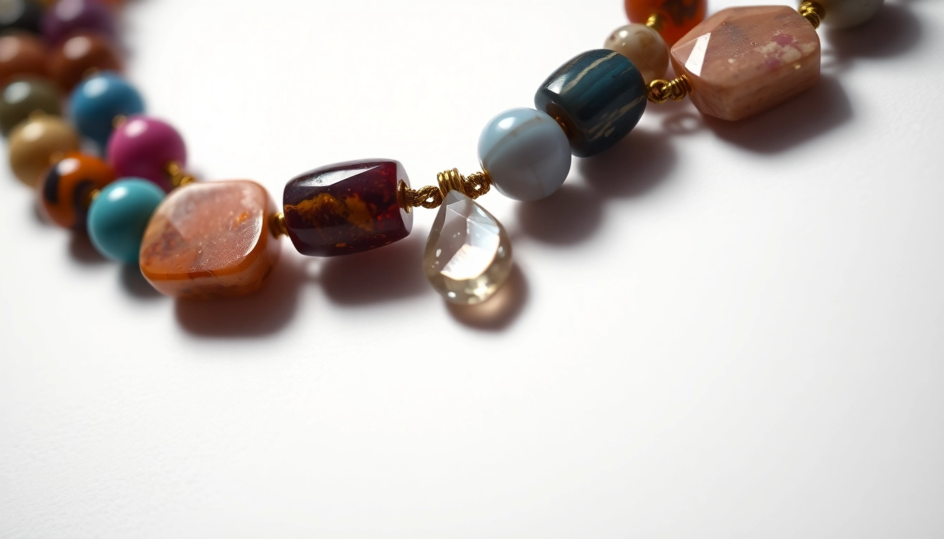 Showcase of a handcrafted naszyjnik z kamieni naturalnych with colorful stones and silver