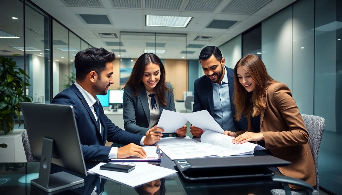 Experienced finance team collaborating at a cabinet comptable maroc, emphasizing expertise and