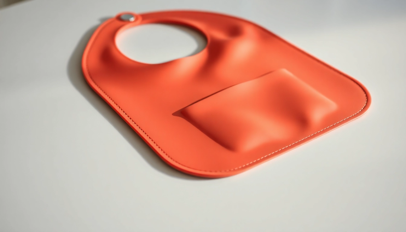 Bavaglini in silicone con tasca per bambini being worn by a toddler easy to clean, vibrant