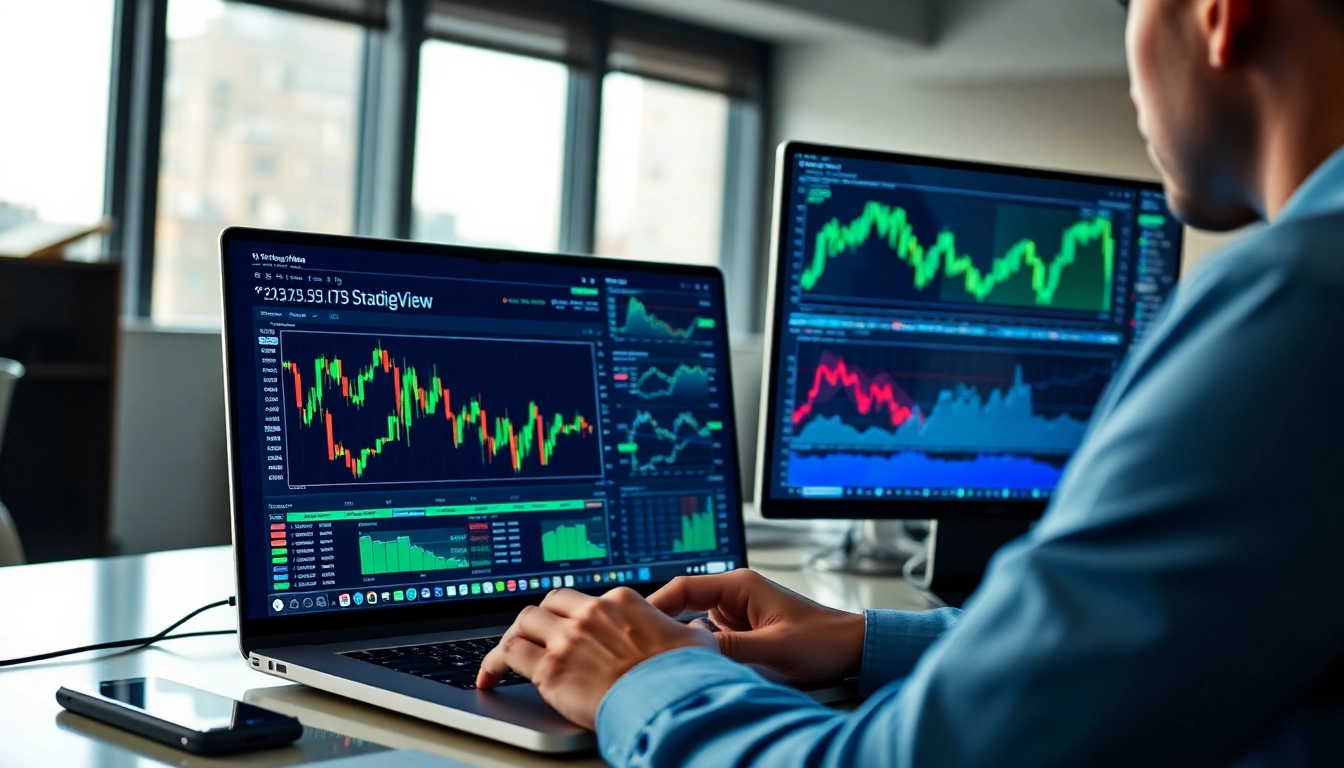 Trading view platform showcasing dynamic market charts for traders and investors
